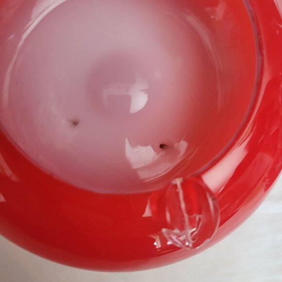 Vintage Blown Glass Ashtray Red Clear Round Art Deco MCM GORGEOUS 3 slots EUC - Picture 4 of 7